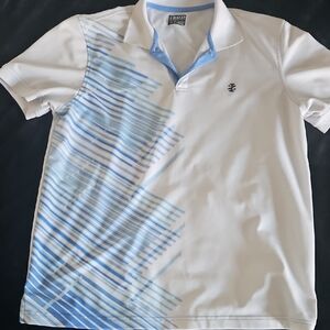 Izod White and Blue Polo Shirt with Ombre Stripes